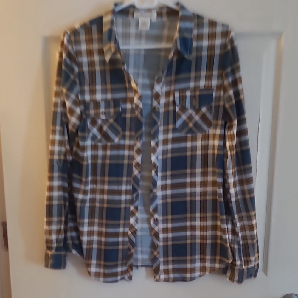 Passport Blue and Tan Plaid Shirt